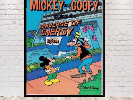 Epcot Poster Universe of Energy Poster Vintage Disney POSTER Mickey and Goofy explore the Universe of Energy Poster Disney World Poster Hot on Sale