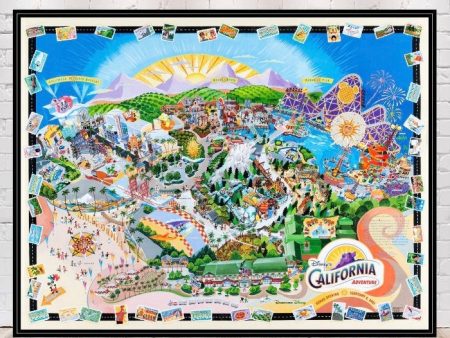 California Adventure Map Poster Disneyland Poster Sizes 8x10, 11x14 13x19 16x20 18x24 Vintage Disney Poster Disney Map Poster Magic Kingdom Sale