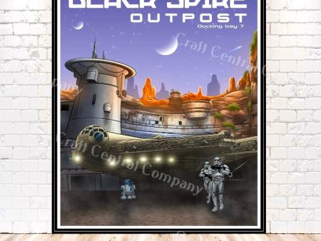 Star Wars Galaxy s Edge Poster Disney Attraction Poster Black Spire Outpost Poster Vintage Star Wars Posters Star Tours Poster Docking Bay 7 Discount