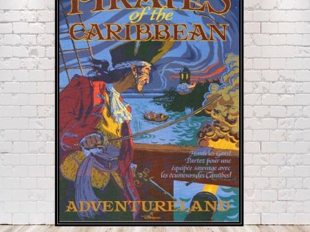 Pirates of the Caribbean Poster Disney Attraction Poster Magic Kingdom Vintage Disney Posters Adventureland Poster Euro Disneyland Poster For Cheap