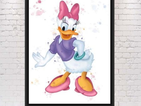 Daisy Duck Poster Daisy Duck Watercolor Poster Disney Poster Disneyland Poster Walt Disney World Wall Art Nursery Kids Bedroom Childs Gift For Discount