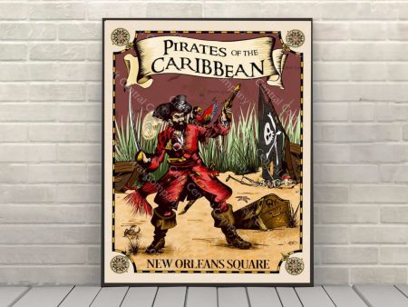 Pirates of the Caribbean Poster Disney Attraction Posters Disneyland New Orleans Square Poster (1 Hidden Mickey) Online Hot Sale