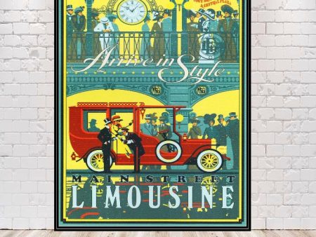 Main Street Poster Vintage Disney Poster Limousine Main Street Disneyland Poster Disney World Poster Online now