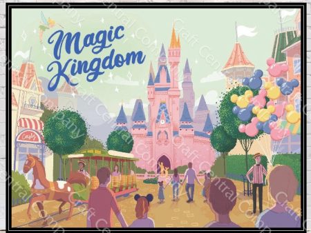 Magic Kingdom Poster Disney Poster Main Street Poster Disney World Poster Disneyland Disney Attraction Poster trolley car Cinderella Castle Online now