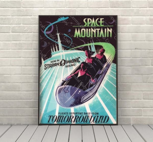 Space Mountain Poster Vintage Disney Poster Disney Attraction Poster Tomorrowland Poster Magic Kingdom Posters Walt Disney World Wall Art Sale