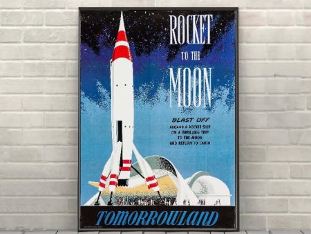 Rocket to the moon Disney Tomorrowland Poster Vintage Disney Attraction Poster Magic Kingdom Disneyland Poster on Sale