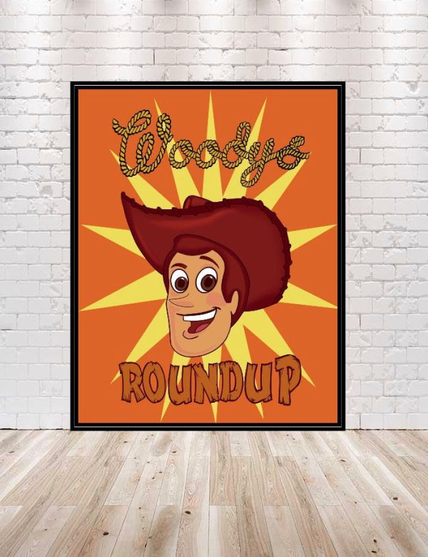 Woody s RoundUp Poster Vintage Disney Poster Toy Story 2 Woody Disney Movie Posters Disney World Disneyland Attraction Wall Art Nursery Online