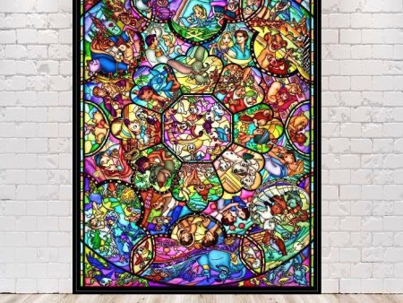 Disney Stained Glass Poster Disney World Poster Vintage Disney Poster Disney Characters Mickey Poster For Cheap