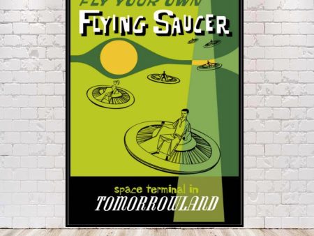 Flying Saucer Poster Tomorrowland Poster Vintage Disney Poster Disneyland 8x10, 11x14, 13x19, 16x20, 18x24 Magic Kingdom Disney World Poster Fashion