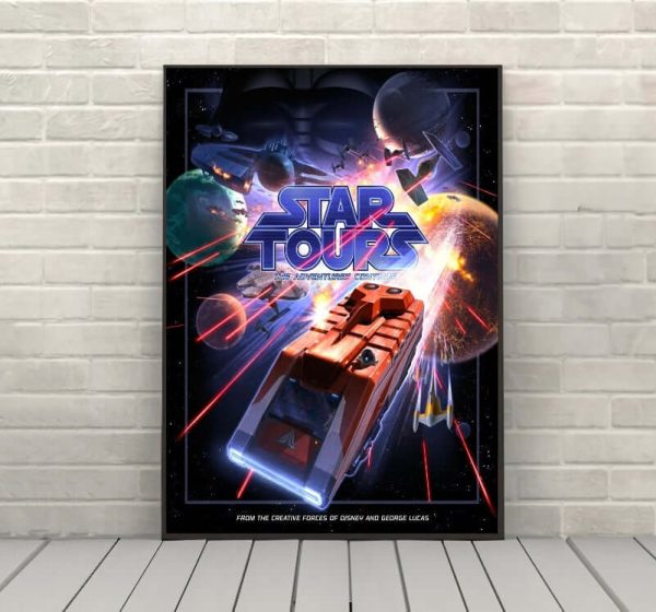 Star Tours Poster Disney Poster Disney Attraction Poster Vintage Star Wars Poster Hollywood Studios Disneyland Posters Disney World Wall Art Online now