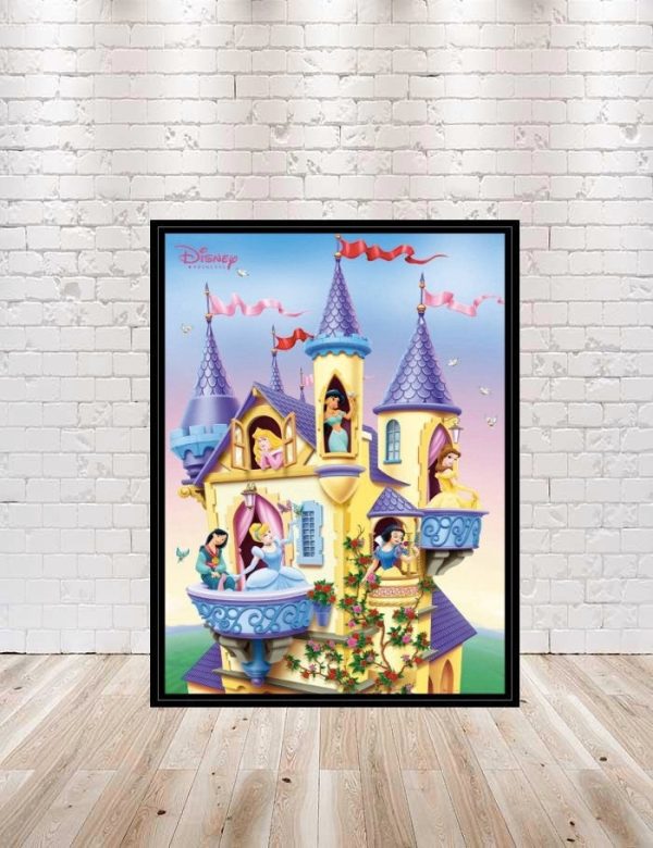 Disney Princesses in Cinderella Castle  POSTER Magic Kingdom Disney Princes Poster (Sizes) 8x10, 11x14, 13x19, 16x20, 18x24 For Discount