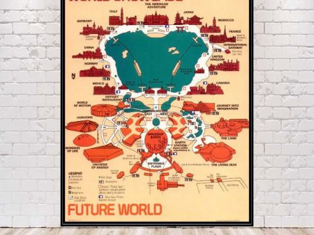 Epcot Map Poster Attraction Poster Vintage Epcot Posters Vintage Disney Poster Disney World Poster World Showcase Poster Map of Epcot Poster Supply