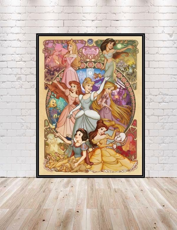 Disney Princesses POSTER Vintage Disney Poster (Sizes) 8x10, 11x14, 13x19, 16x20, 18x24 Cinderella Poster Snow White Poster Jasmine Poster Online Sale