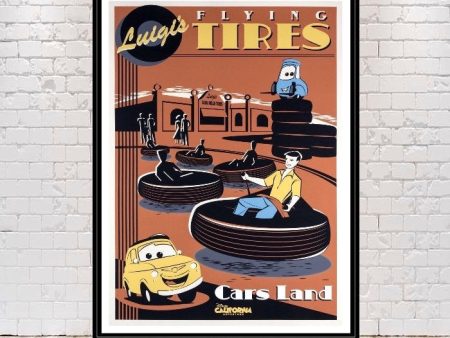 Luigi s Flying Tires Poster Disneyland Poster Radiator Springs Poster Vintage Disney Attraction Poster Cars Land California Adventure Poster Cheap